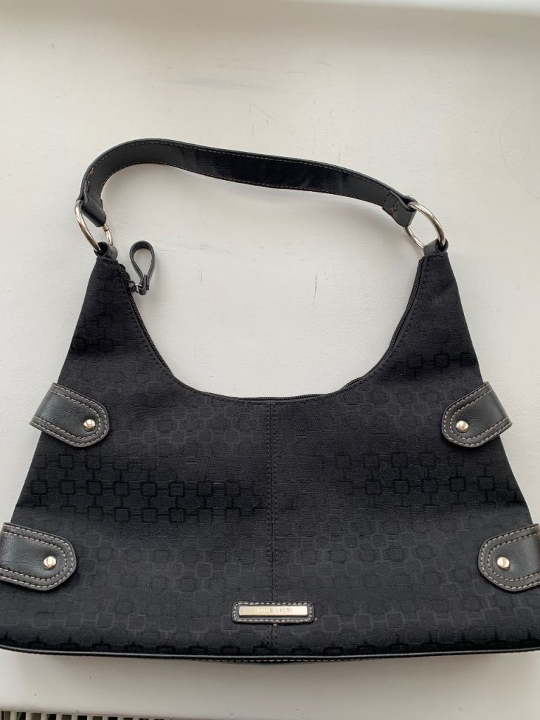 image for Ladies Nine West Classic Black Canvas Top Handle Handbag