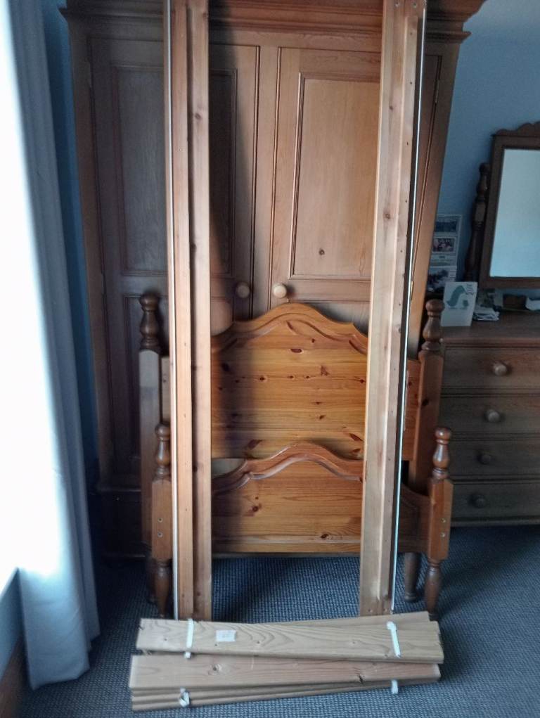 Pine single bed with mattress