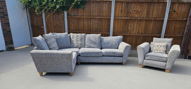 SCS AURORA GREY L Shape Corner Sofa w Matching Armchair ***DELIVERY AVAILABLE ***