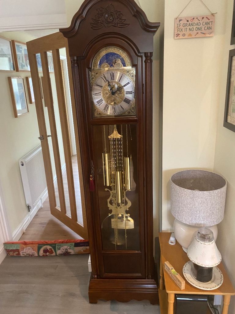 Billib Fully Working Reproduction Westminster Chime Grandfather Clock Vintage