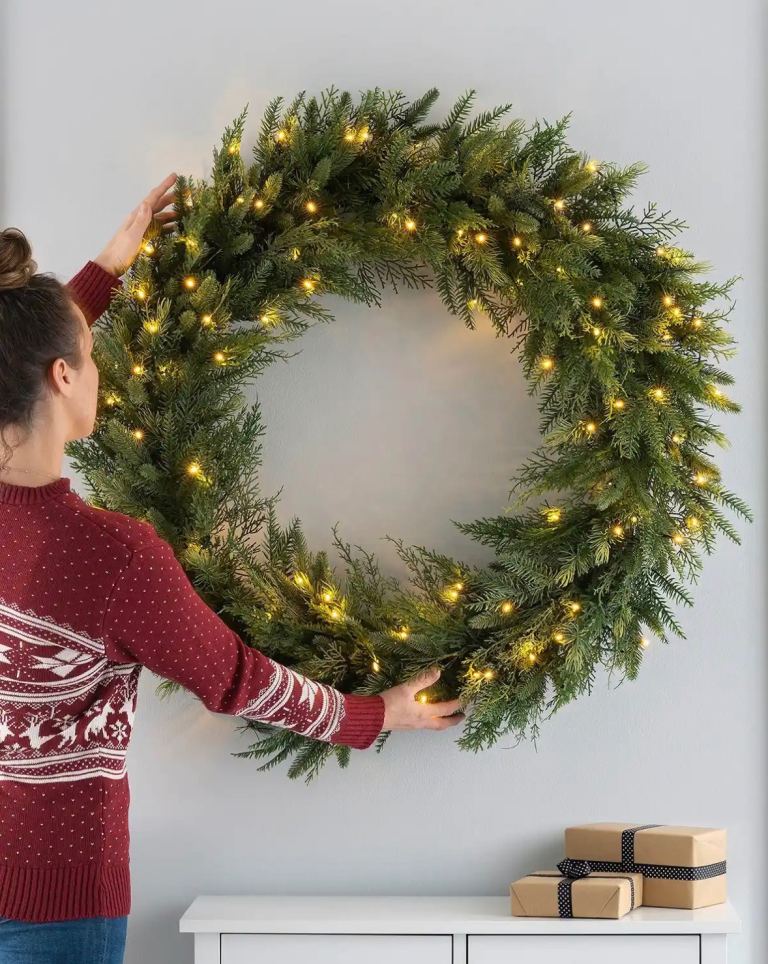 Pre-lit Christmas wreath