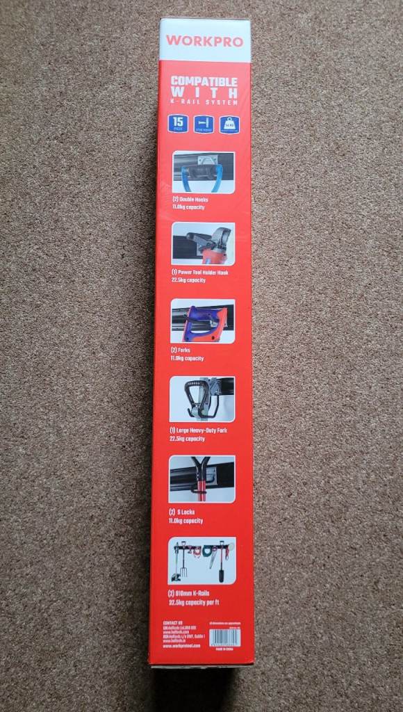 2 15-piece Workpro Tool Storage Rail System