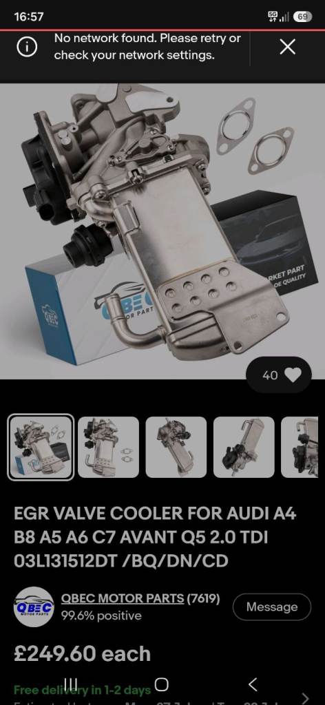 EGR VALVE COOLER FOR AUDIA4,A5,A6,Q5 2.0 TDI