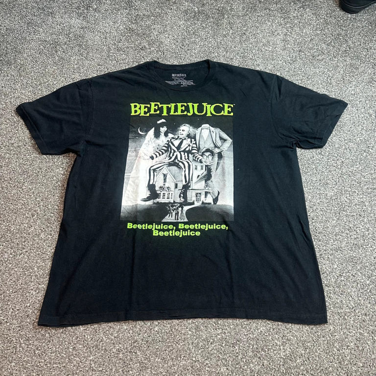 Beetlejuice Movie Graphic T-Shirt Black Neon Green Unisex L/XL