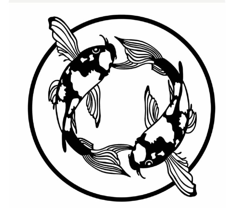 Black and White Koi Fish Wall Art Decor