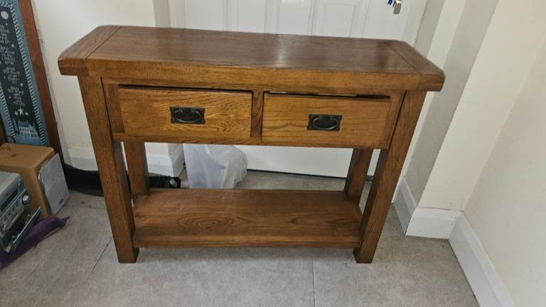 Solid Oak 2-Drawer Console Table / Hall Table (Sale Pending)