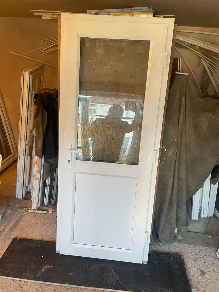 UPVC DOOR 201 x 83 cm - BEAUTIFUL UPVC DOUBLE GLAZED DOOR - OBSCURE GLASS (REF: DX204)