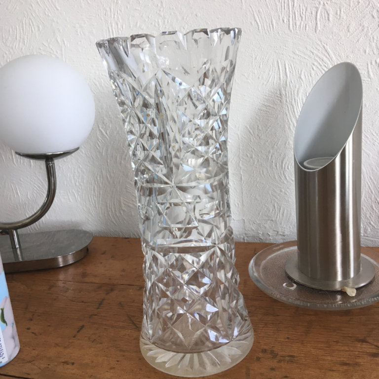 image for Tall Thick Heavy Crystal Vase