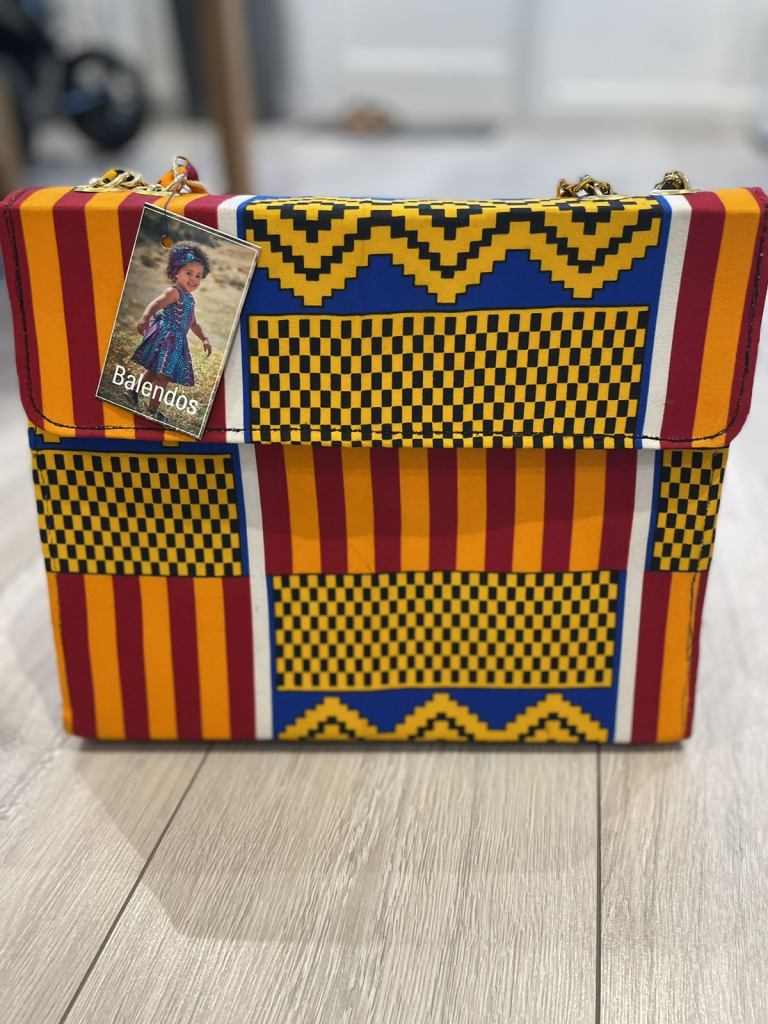 image for Kente print elegant bag with chain for ladies 
