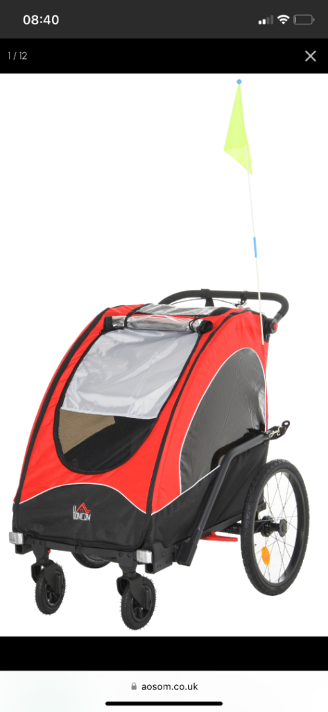 Homcom double pushchair / buggy / bike trailer 