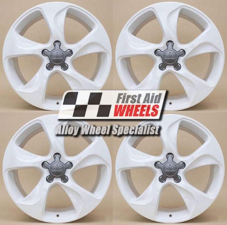 AUDI A3 S3 8V SET 4X 18'' GENUINE 5 SPOKE GLOSS WHITE ALLOY WHEELS S601W4