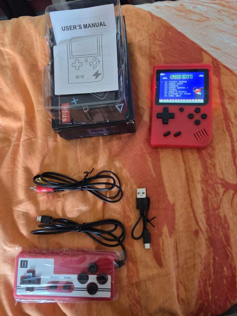 Game console with built-in 500 games like mario and so on.