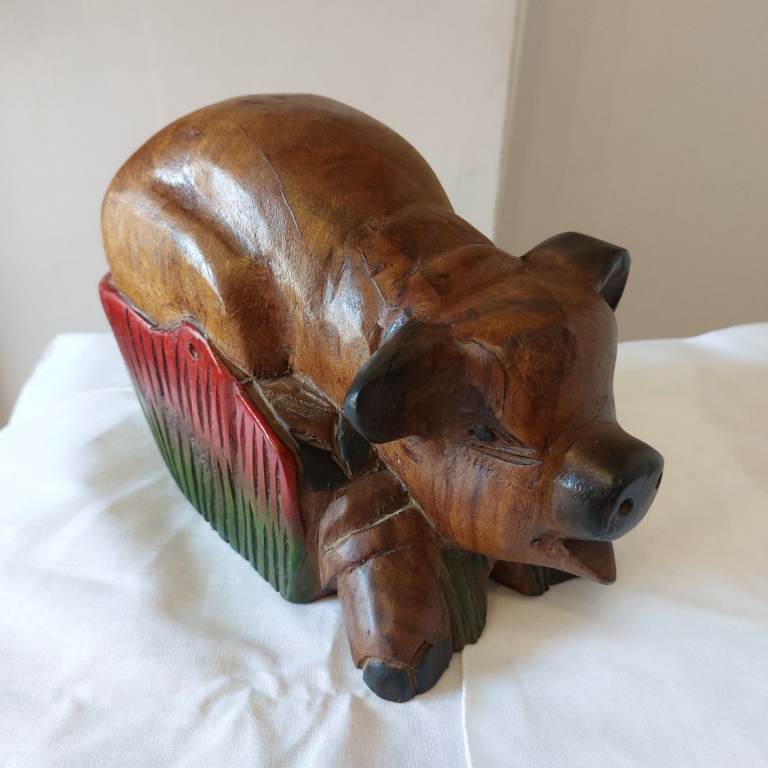 Large Heavy Vintage Carved Pig Sculpture 