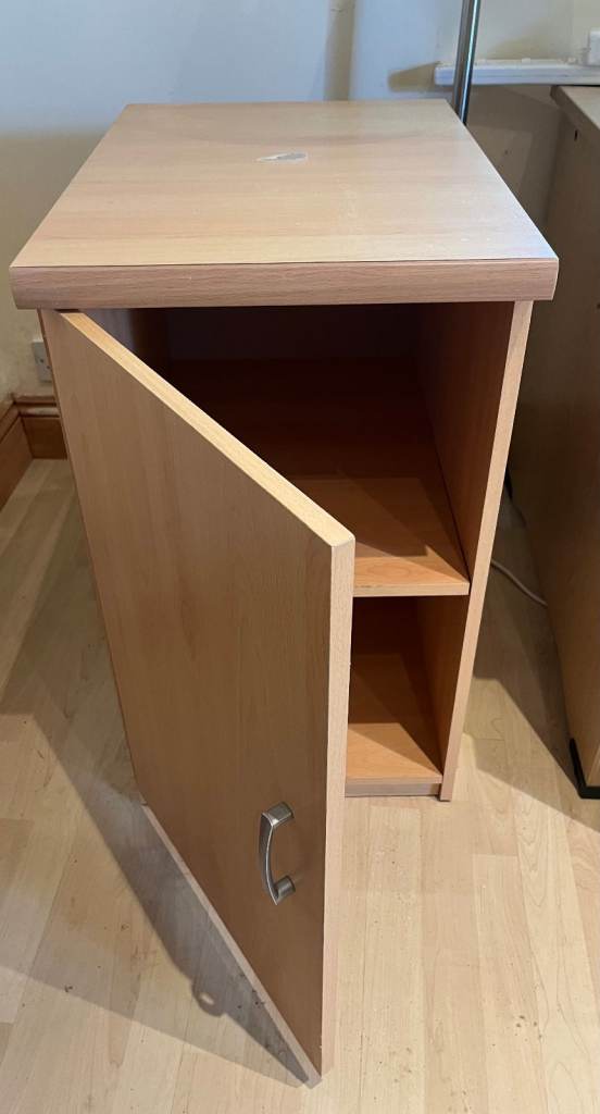 Wooden Office Storage Unit with Shelf – Good condition except for mark on top surface
