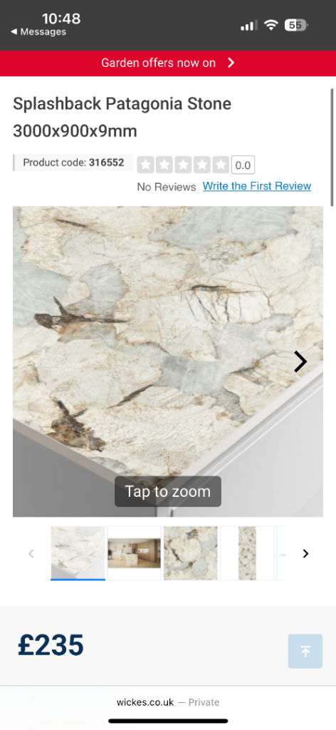 New Splashback Patagonia Stone 3000x900x9mm