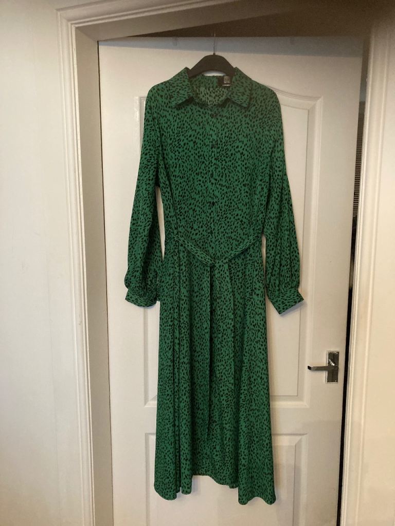 Ladies green print long dress