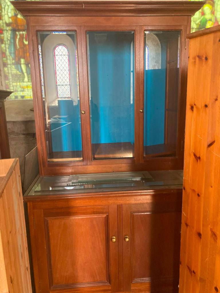 Wooden Display Cabinet with Glass Doors – Good Condition