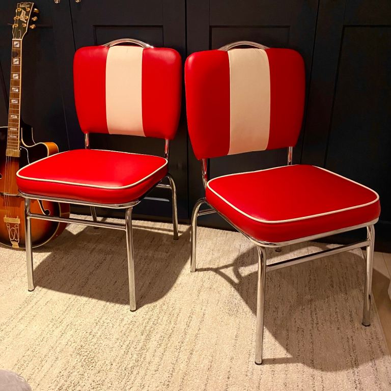 Pair of 1950s American Diner Chairs Bistro Cafe interior design Man cave