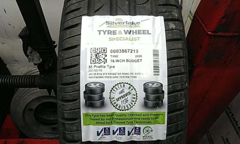 205 55 R16 91v Kingstar Road Fit Sk10 6mm Partworn Pressure Tested Tyre