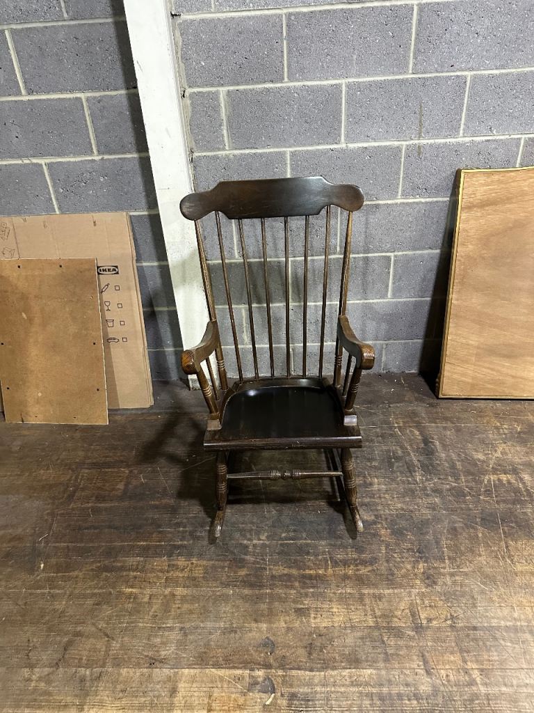 Vintage mid century spindle back rocking chair delivery available