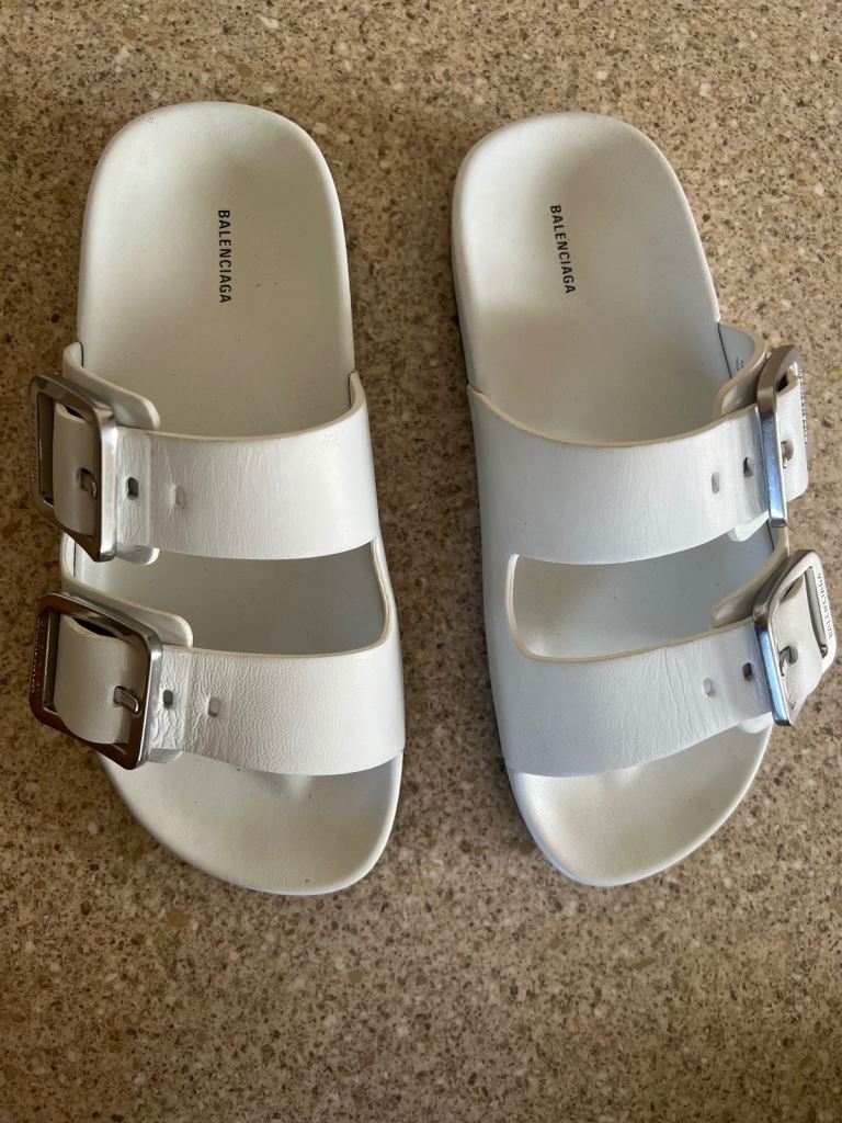 Used Authentic Balenciaga Mallorca White Leather Size 37 EU/4 UK. 