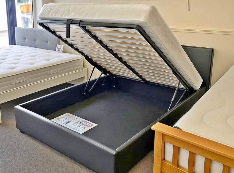 >>>>Modern Small Double Leather Ottoman Storage Bed With Mattress >> 15% Off >> Today Delivery COD