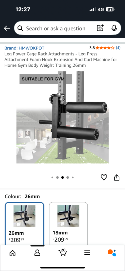 image for Leg extension adapter for squat rack