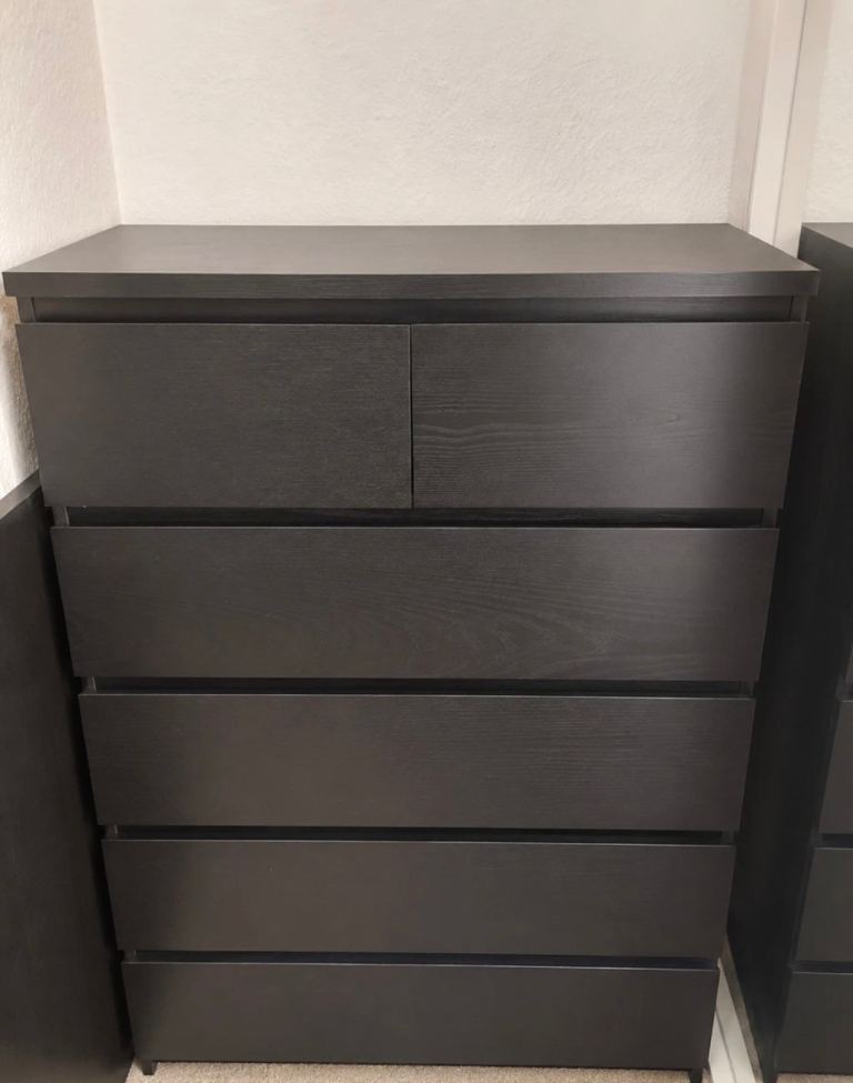 Ikea malm Dark Wood Chest of Drawers - Good Condition