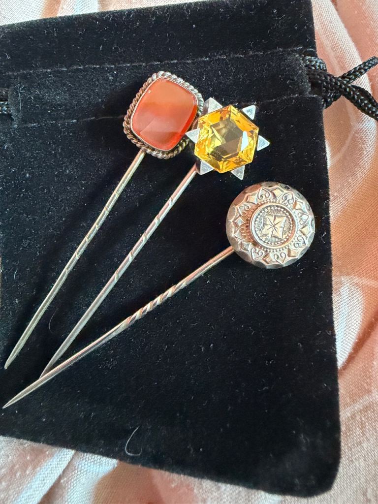 Set of 3 Vintage Decorative Stick Pins