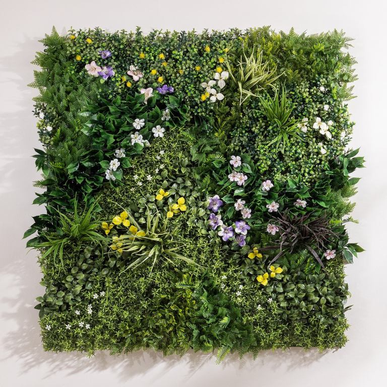 Artificial spring bloom living wall panels 