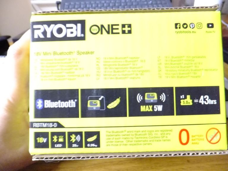 Ryobi 18v one+ mini blue tooth speaker