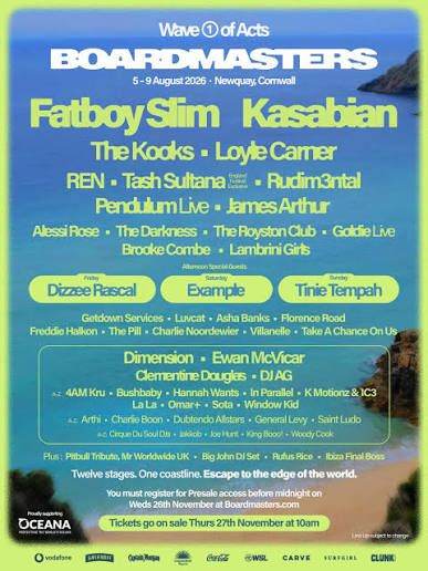 Boardmasters Ticket (first entry on Thursday) - 4 Day WKND Camping +Coach
