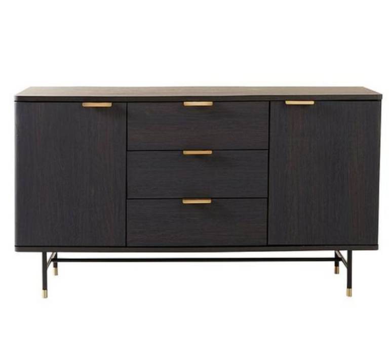 Dark Wood Sideboard with Gold Handles – Good Condition