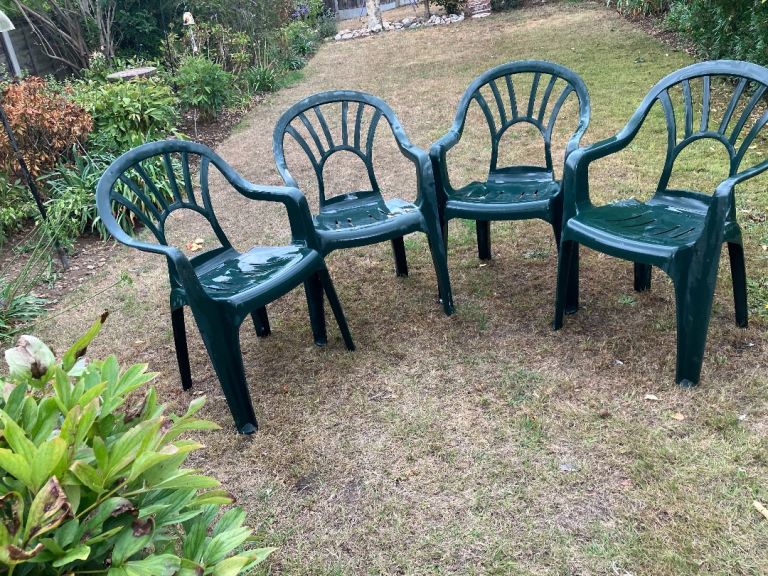 Green plastic garden chairs collect for free
