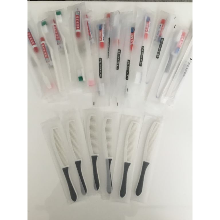 Toothbrush toothpaste, combs. (disposable/trip) no brand from hotel