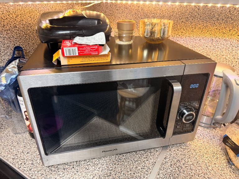 PowerXL Microwave Air Fryer – Good Condition, Silver