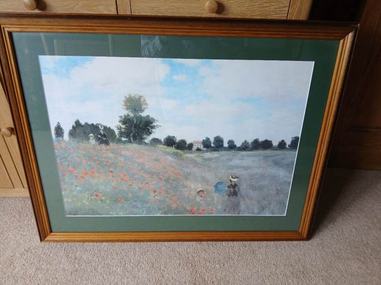 Large framed Monet print - poppy field
