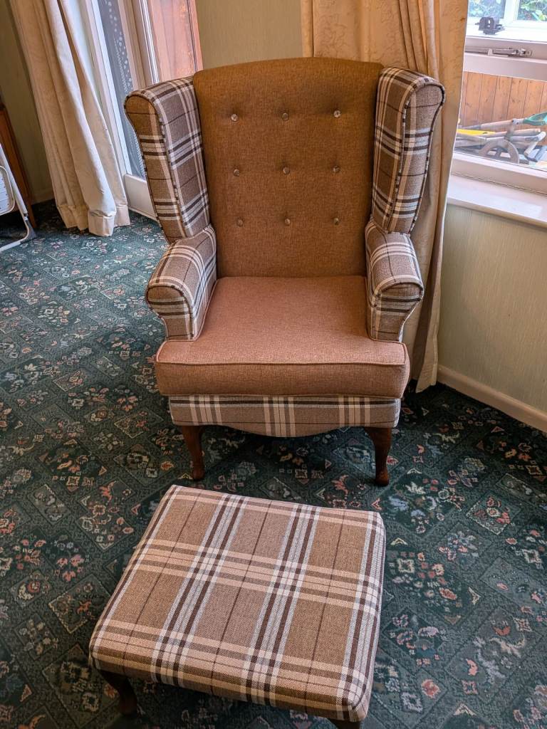 High back wing back chair