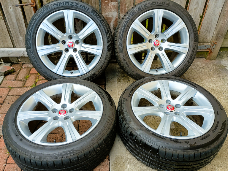 18" JAGUAR XF XE XJ XK ALLOYS 5x108 STAGGERED WHEELS 4 x GOOD TYRES 
