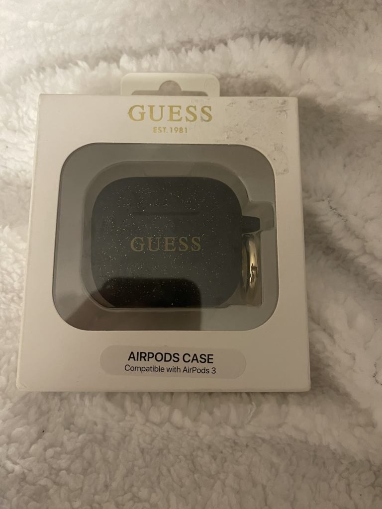GUESS Protective Case for Apple AirPods 3 Glitter Black Silicone/Gold