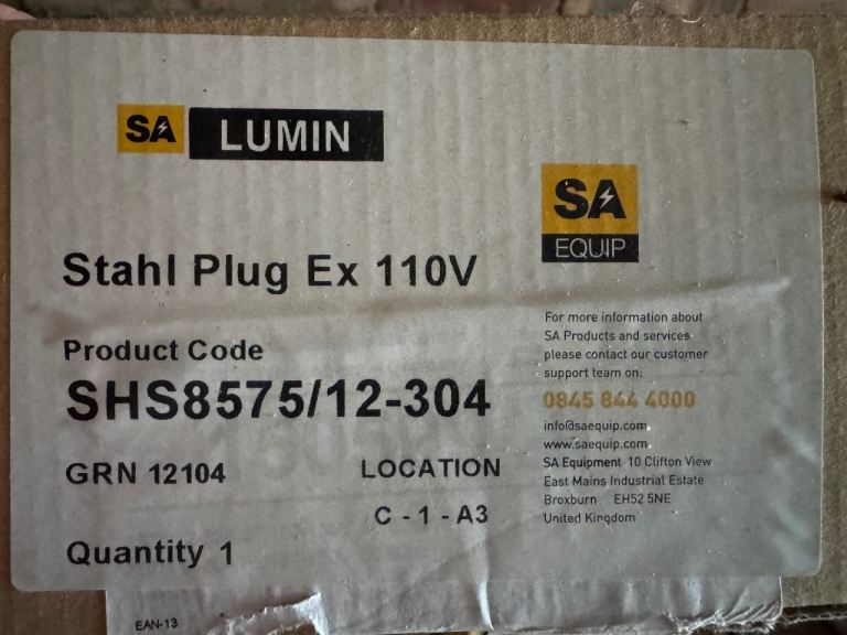 SA Lumin Stahl Plug Ex 110V - SHS8575/12-304, New