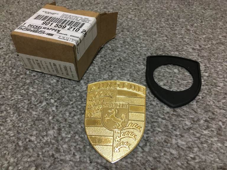 Porsche Gold Lid Emblem Bonnet Badge