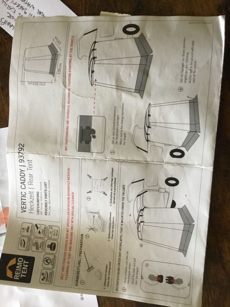 VERTIC CADDY REAR TENT FOR CAMPERVANS and large motors with tailgate.