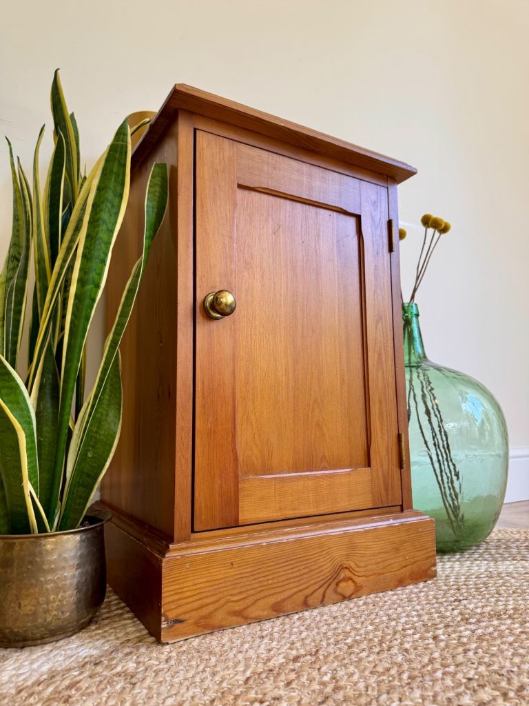 Solid pine vintage bedside cabinet cupboard 