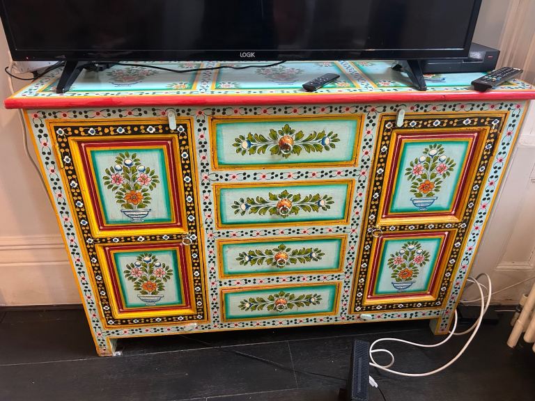 Rajasthani Style Hand-Painted Cabinet / Sideboard – Bright & Eclectic