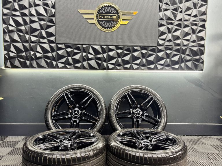 19” inch genuine mercedes amg alloys wheels gloss black e s class cls clk vito viano 5x112