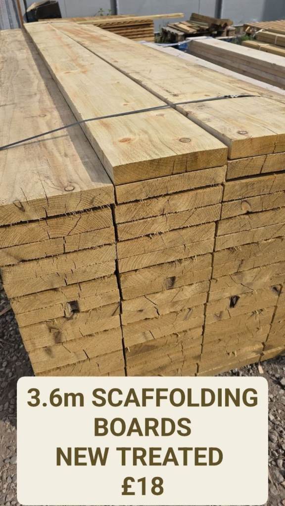 3.6m NEW TREATED SCAFFOLDING BOARDS 