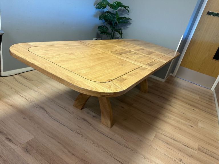 image for Oak Furnitureland - Hercules Solid Natural Oak Extending 10 or 12 Seator Dinning Table