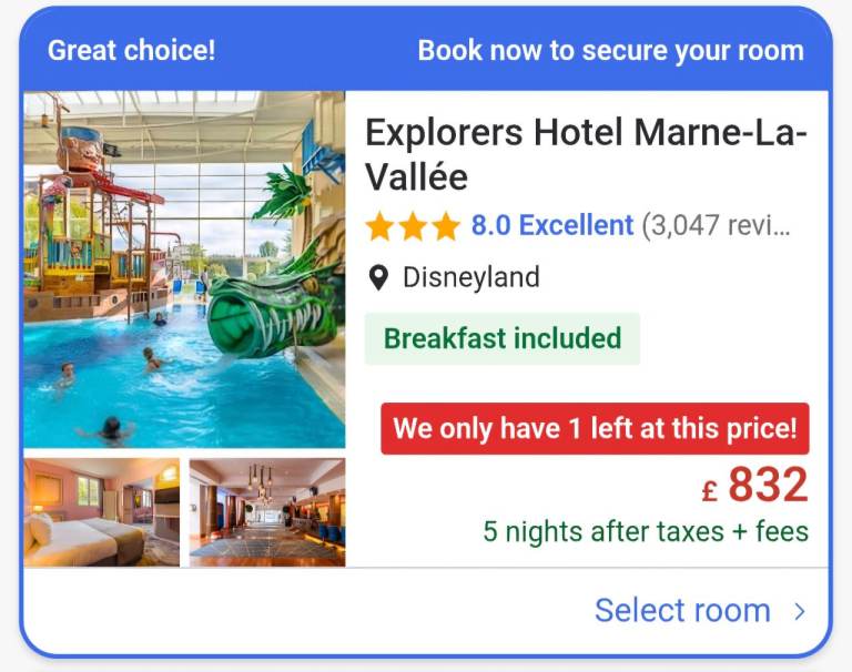 Hotel only explorers hotel euro Disney 