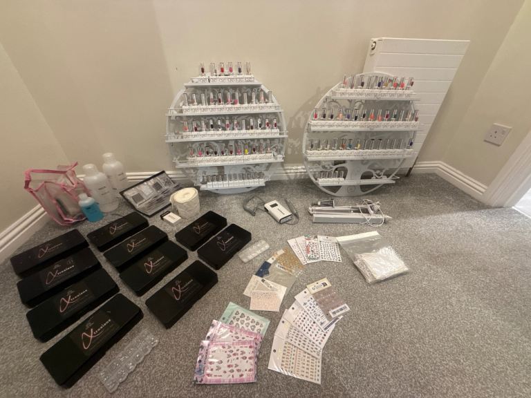 image for Assorted gel nail polishes and Acrylic tips  